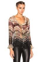 Etro Ruffle Blouse In Neutrals,abstract