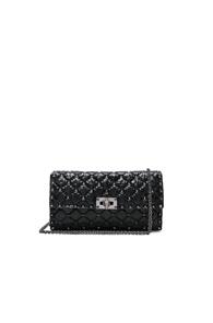 Valentino Quilted Rockstud Spike Shoulder Bag In Black