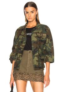 R13 Shrunken Abu Jacket In Abstract,green
