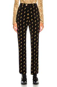 Chloe Horse Embroidered Trousers In Animal Print,black