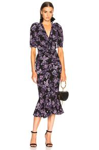 Veronica Beard Kent Dress In Black,floral,purple