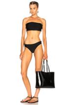 Adriana Degreas Frilled Faux Leather Bikini In Black
