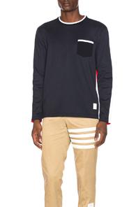 Thom Browne Bicolor Tee In Blue,red