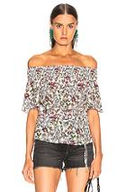 L'agence Lucia Off Shoulder Smocked Blouse In Floral,white