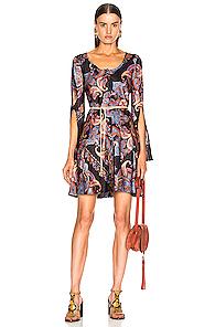 Chloe Persian Print Dress In Black,paisley,red