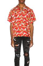 Amiri Crane Short Sleeve Shirt In Animal Print,red