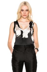 Ann Demeulemeester Printed Tank In Abstract,black,gray,ombre & Tie Dye,white