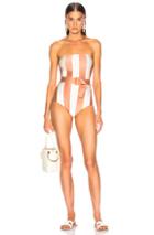 Adriana Degreas Porto Striped Strapless Swimsuit With Belt In Pink,stripes,white
