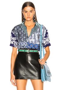 Pierre-louis Mascia Aloeuw Patchwork Shirt In Blue,abstract,floral