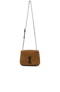 Saint Laurent Small Suede & Leather Monogramme Spontini Satchel In Brown