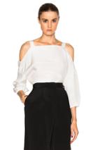 Tibi Cut Out Shoulder Top In White