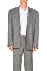 Y Project Double Paneled Blazer In Gray,plaid