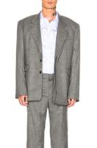 Y Project Double Paneled Blazer In Gray,plaid