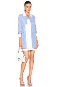 Carven Striped Poplin Dress In Blue,stripes