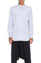 Comme Des Garcons Shirt Forever Wool Poplin Button Down In Blue,stripes
