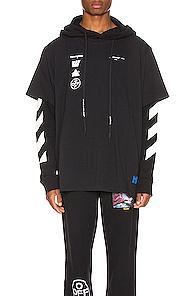 Off-white Diag Mariana Hooded Double Tee In Black