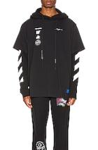 Off-white Diag Mariana Hooded Double Tee In Black