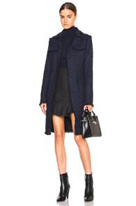 Nina Ricci Tweed Coat In Blue