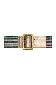 Missoni Wide Metallic Belt In Green,metallics,pink,stripes
