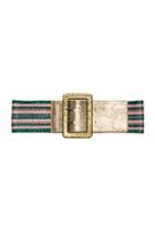 Missoni Wide Metallic Belt In Green,metallics,pink,stripes