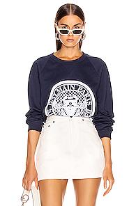 Balmain Flocked Coin Sweatshirt In Blue