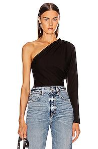 The Range Alloy Rib One Shoulder Top In Black