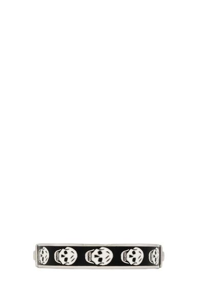 Alexander Mcqueen Enamel Skull Bracelet In Black & White