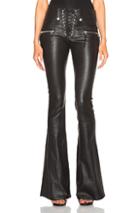 Unravel Lace Front Flare Leather Pants In Black