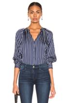 Frame Twill Stripe Raglan Top In Blue,stripes,white