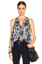 Derek Lam 10 Crosby Batik Floral Tank In Blue,floral