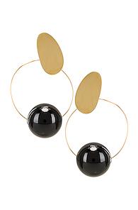 Modern Weaving Orb Hoops In Metallic,black