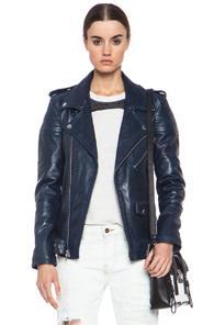 Blk Dnm Iconic Leather Motorcycle Jacket In Blue
