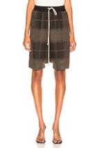 Rick Owens Pod Short In Brown,green,plaid