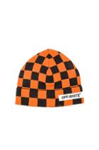 Off-white Big Checker Beanie In Orange,checkered & Plaid