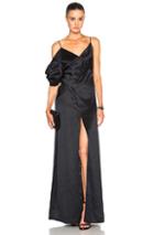 Saint Laurent Draped Satin Lingerie Gown In Black