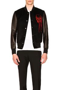 Alexander Mcqueen Leather Bomber Jacket In Black