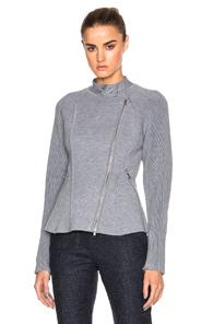 3.1 Phillip Lim Double Knit Moto Jacket In Gray