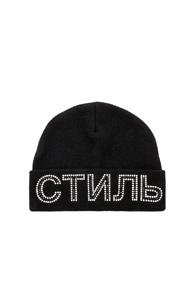 Heron Preston Style Crystal Beanie In Black