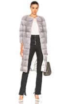 Lilly E Violetta Sarah Mink Long Coat In Gray