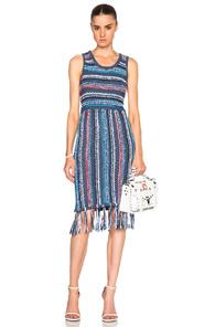 Derek Lam 10 Crosby Tasseled Hem Dress In Blue,stripes