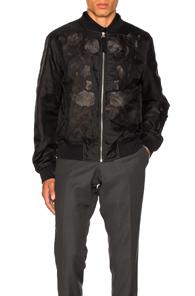 Alexander Mcqueen Floral Print Bomber In Black,floral