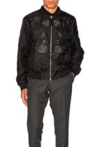 Alexander Mcqueen Floral Print Bomber In Black,floral