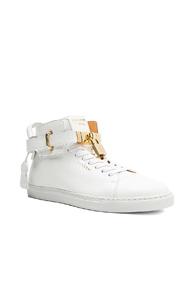 Buscemi 100mm High Top Pebbled Leather Sneakers In White
