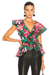 Marissa Webb Maisie Top In Green,floral