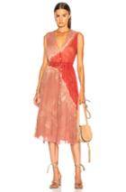 Raquel Allegra Button Up Dessert Dress In Pink,ombre & Tie Dye,orange