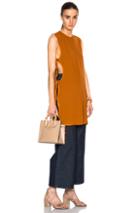 Rosetta Getty Fluid Percale Cutout Tunic In Brown,orange