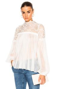 Lover Camelia Silk Blouse In White
