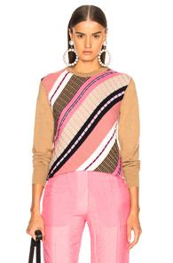 Victoria Beckham Diagonal Stripe Sweater In Brown,stripes