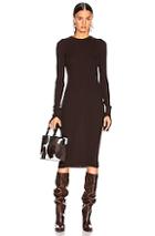 Helmut Lang Cuff Slit Dress In Brown