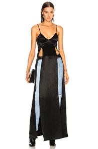 Tre Silk Long Cami Top In Black